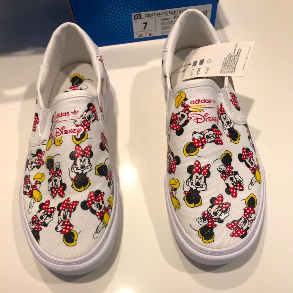 Disney X Adidas Minnie Court Rallye Slip Sneakers